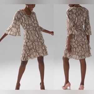 White House Black Market Python Studded Ruffle short dress